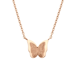 BALCANO - Papillon / Stainless Steel Butterfly Pendant Necklace, 18K Rose Gold Plated