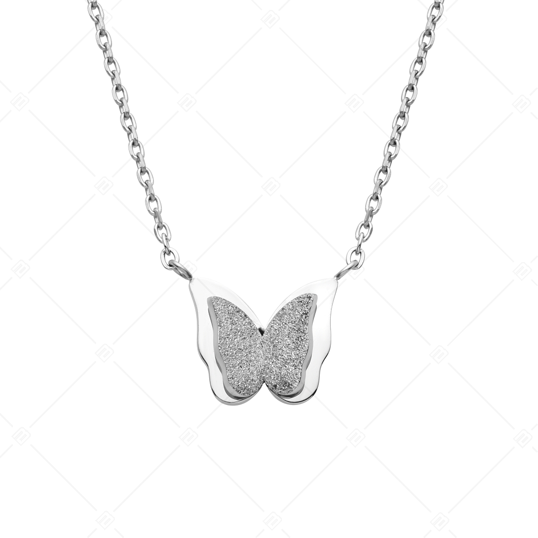 BALCANO - Papillon / Stainless Steel Butterfly Pendant Necklace, High Polished (341470BC97)