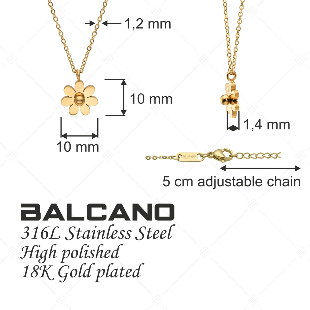 BALCANO - Daisy / Edelstahl Halskette mit Gänseblümchen Anhänger und 18K vergoldet (341471BC88)