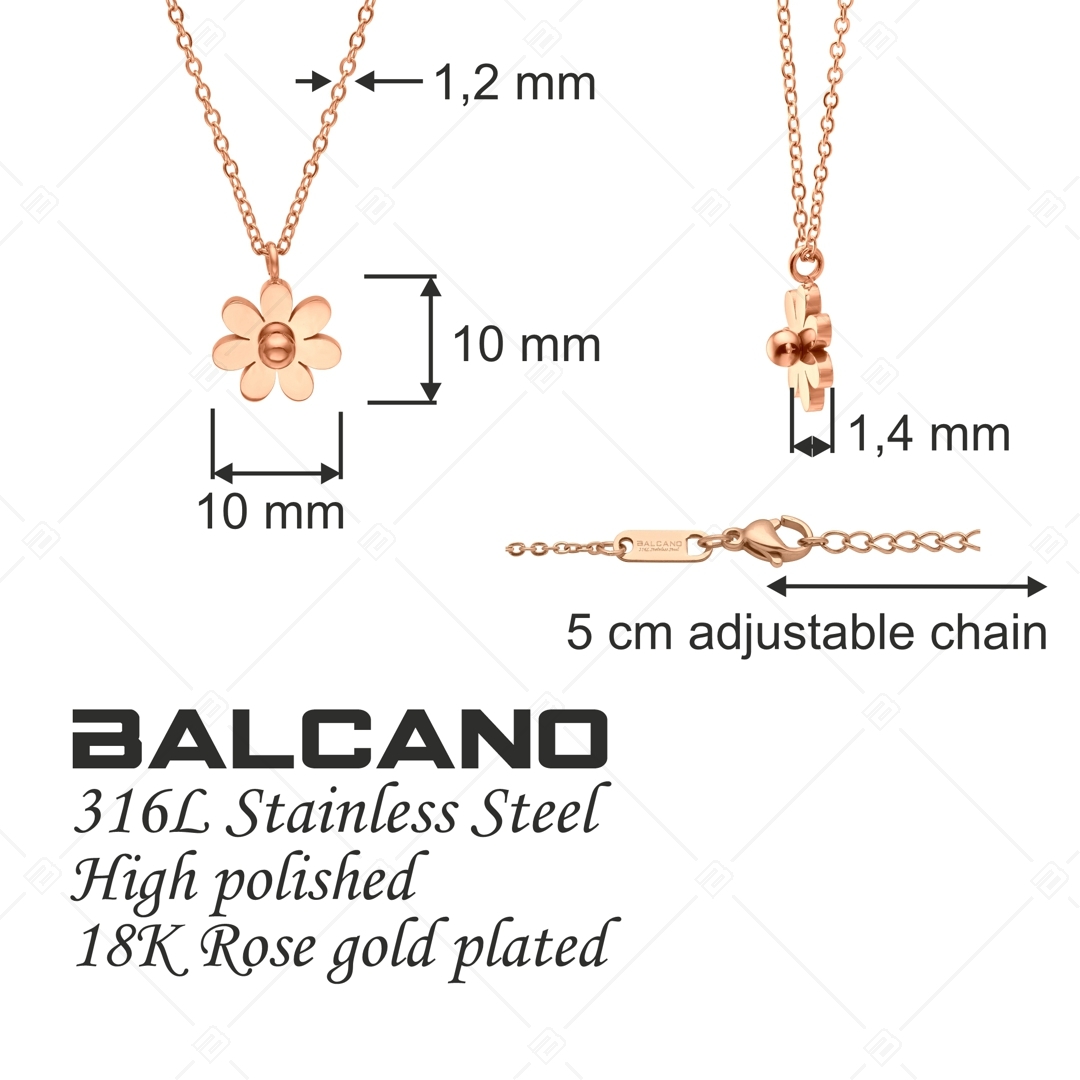 BALCANO - Daisy / Edelstahl Halskette mit Gänseblümchen Anhänger und 18K rosévergoldet (341471BC96)