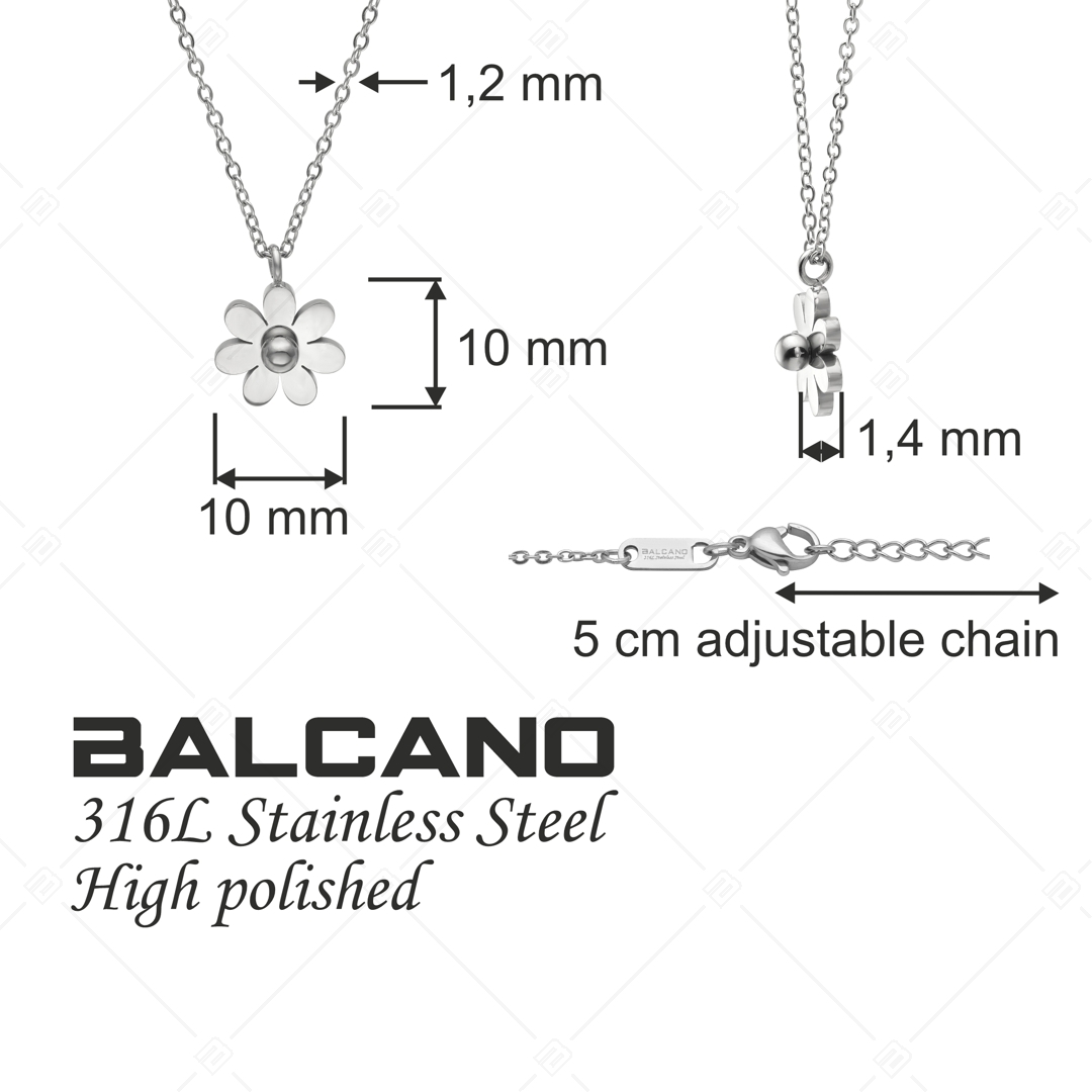 BALCANO - Daisy / Edelstahl Halskette mit Gänseblümchen Anhänger und Spiegelglanzpolierung (341471BC97)