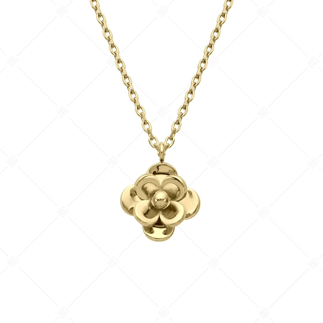 BALCANO - Rose / Stainless Steel Cable Chain With Flower Pendant, 18K Gold Plated (341472BC88)