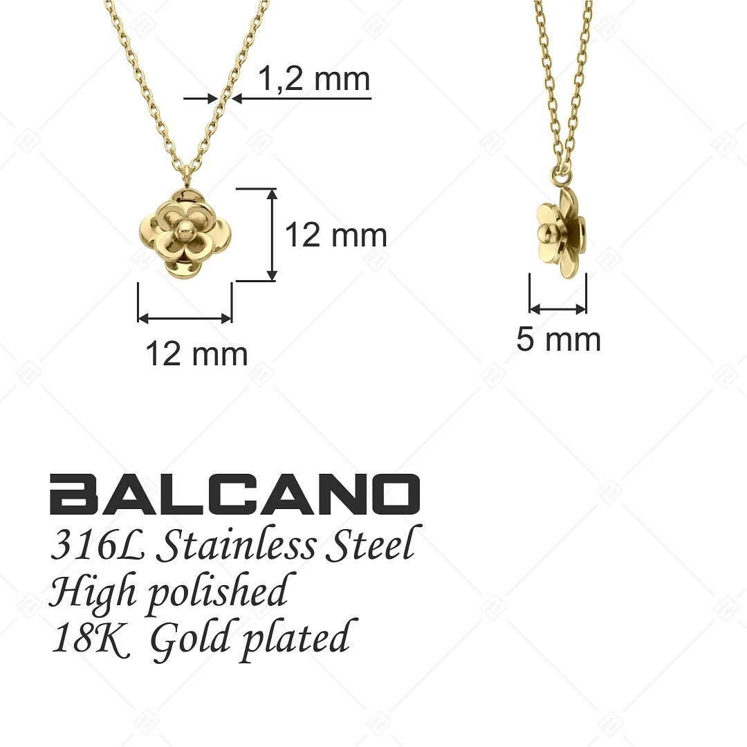 BALCANO - Rose / Collier ancre en acier inoxydable avec pendentif fleur, plaqué or 18K (341472BC88)