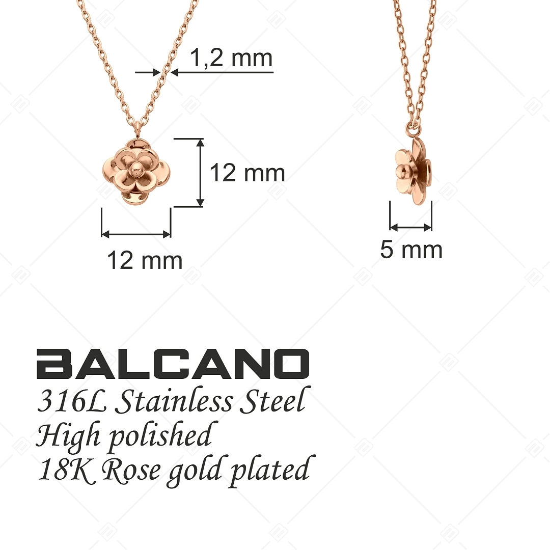BALCANO - Rose / Stainless Steel Cable Chain With Flower Pendant, 18K Rose Gold Plated (341472BC96)