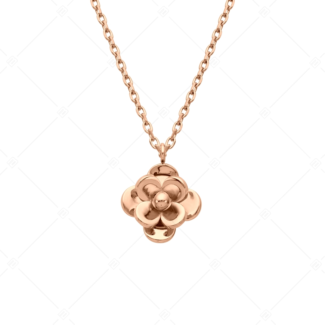 BALCANO - Rose / Stainless Steel Cable Chain With Flower Pendant, 18K Rose Gold Plated (341472BC96)