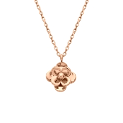 BALCANO - Rose / Stainless Steel Cable Chain With Flower Pendant, 18K Rose Gold Plated