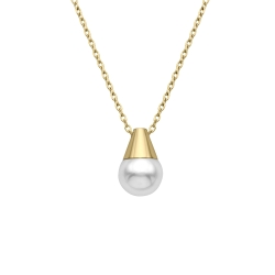 BALCANO - Ariel / Stainless Steel Pearl Pendant Necklace, 18K Gold Plated