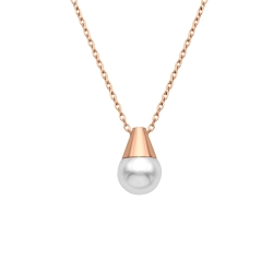 BALCANO - Ariel / Stainless Steel Pearl Pendant Necklace, 18K Rose Gold Plated