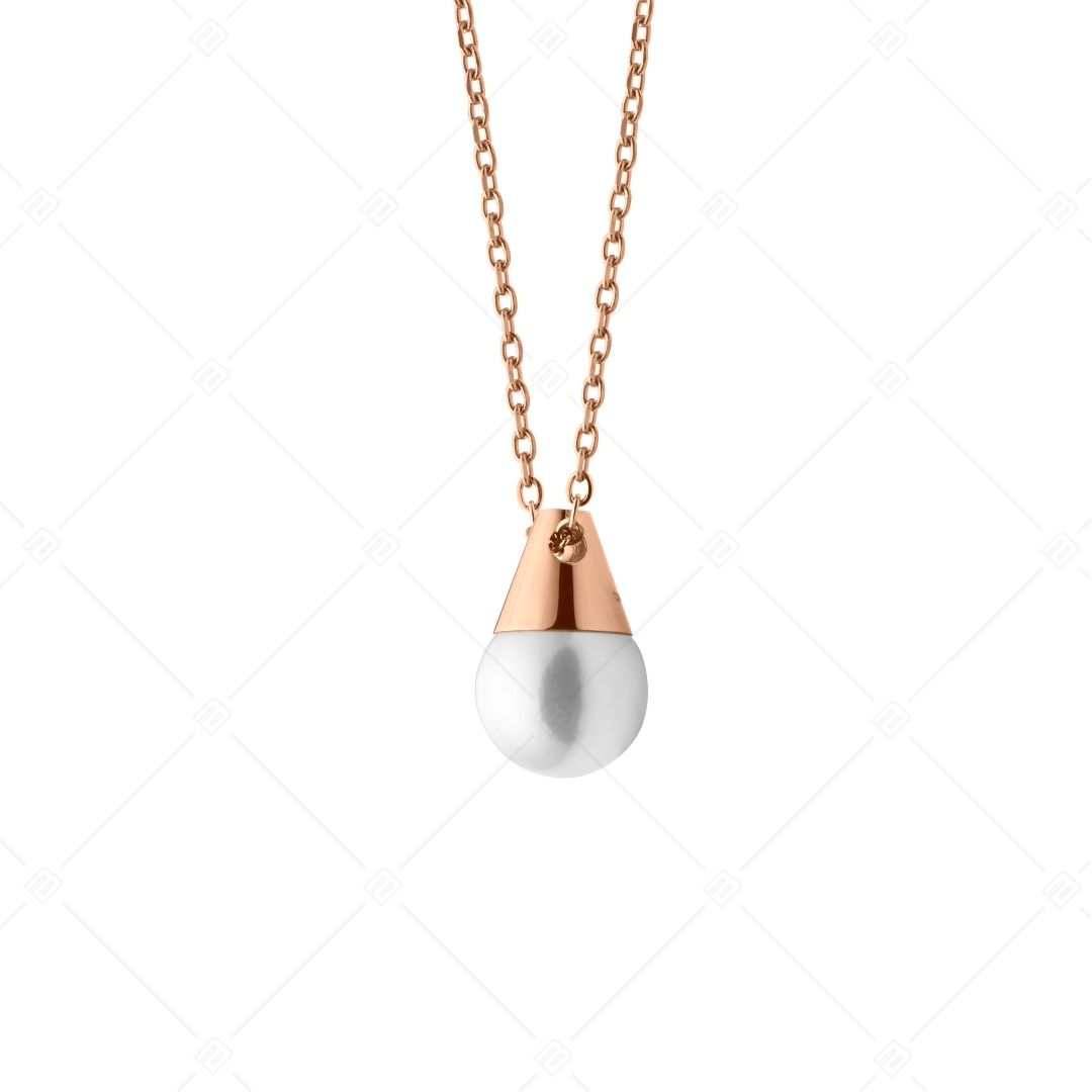 BALCANO - Ariel / Stainless Steel Pearl Pendant Necklace, 18K Rose Gold Plated (341473BC96)