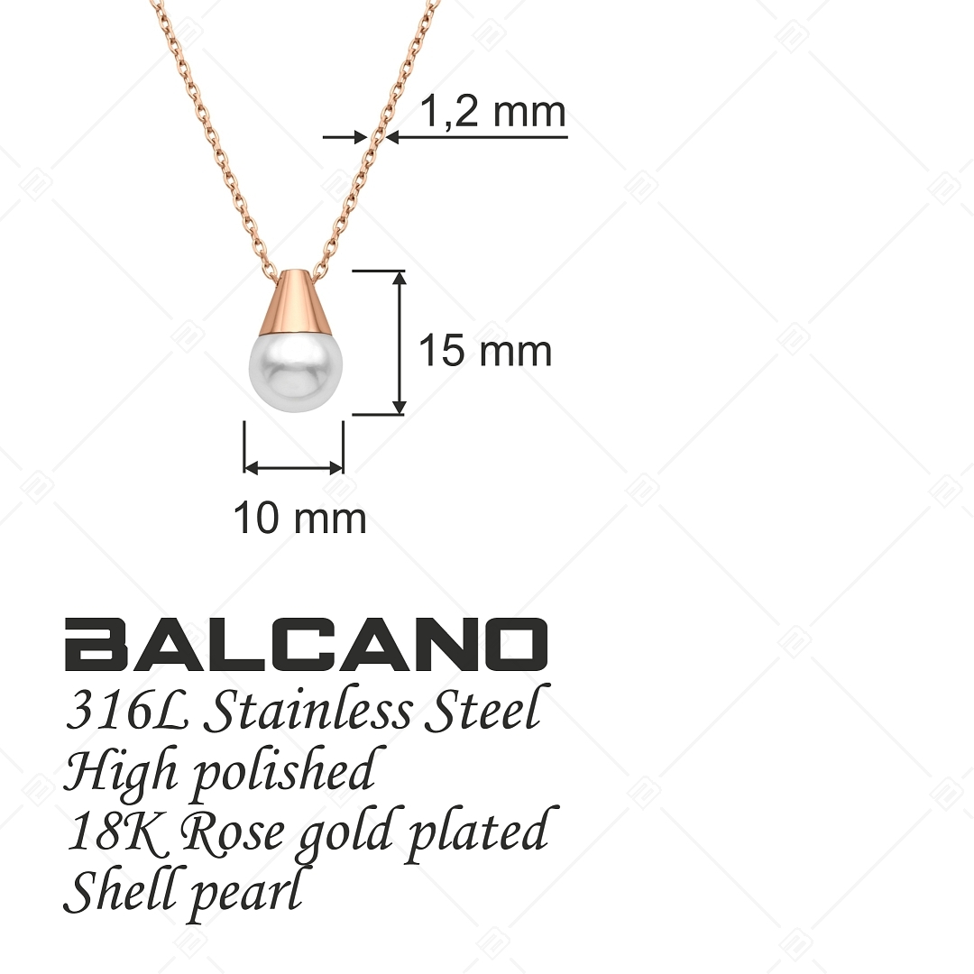 BALCANO - Ariel / Edelstahl Ankerkette mit Perlen Anhänger, 18K rosévergoldet (341473BC96)