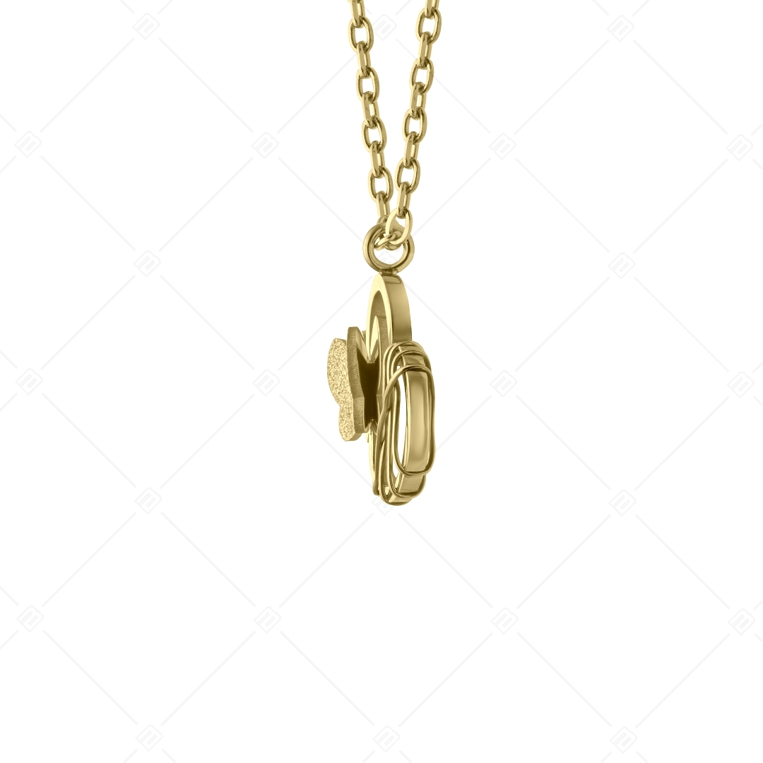 BALCANO - Papillon / Stainless Steel Heart and Butterfly Pendant Necklace, 18K Gold Plated (341474BC88)