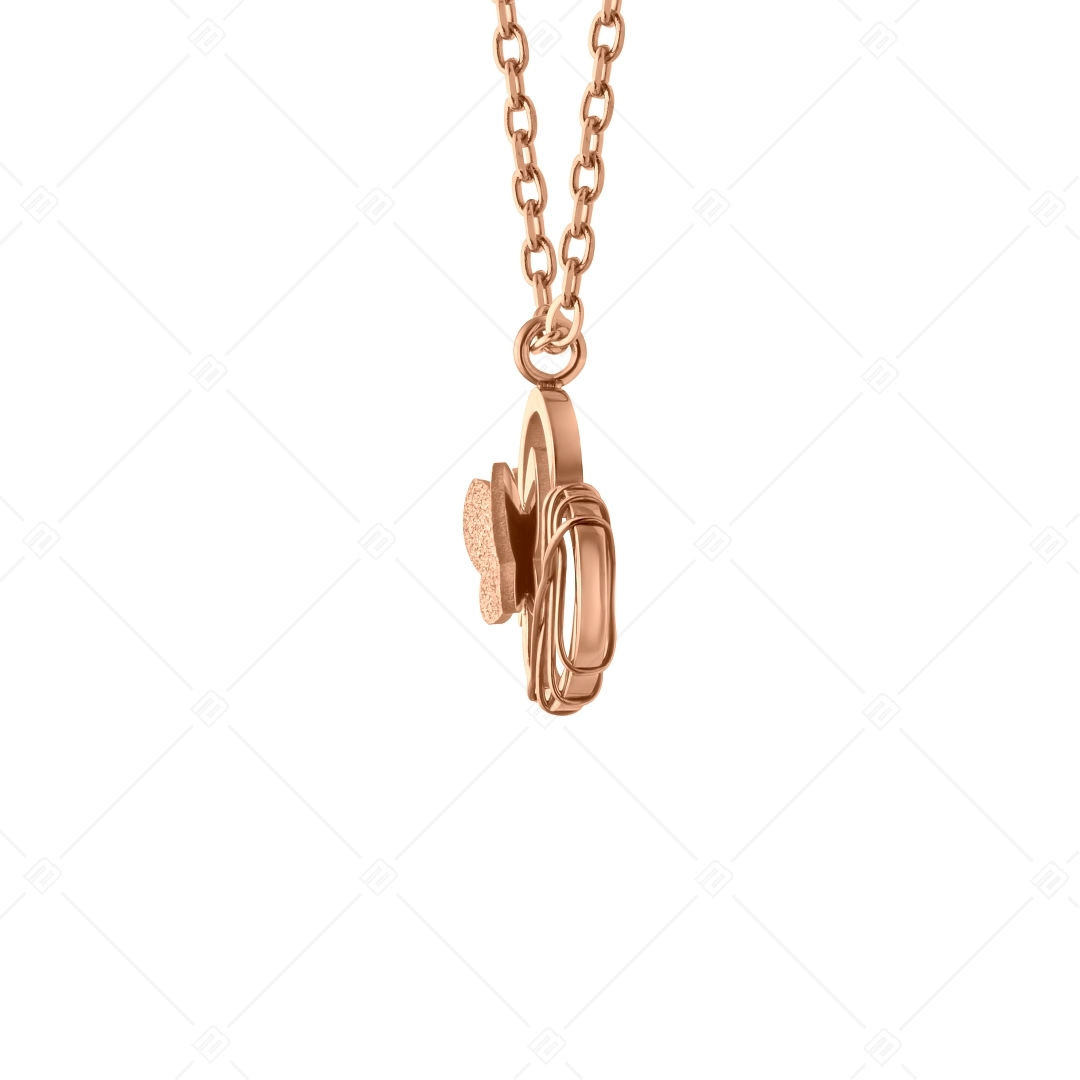 BALCANO - Papillon / Stainless Steel Heart and Butterfly Pendant Necklace, 18K Rose Gold Plated (341474BC96)