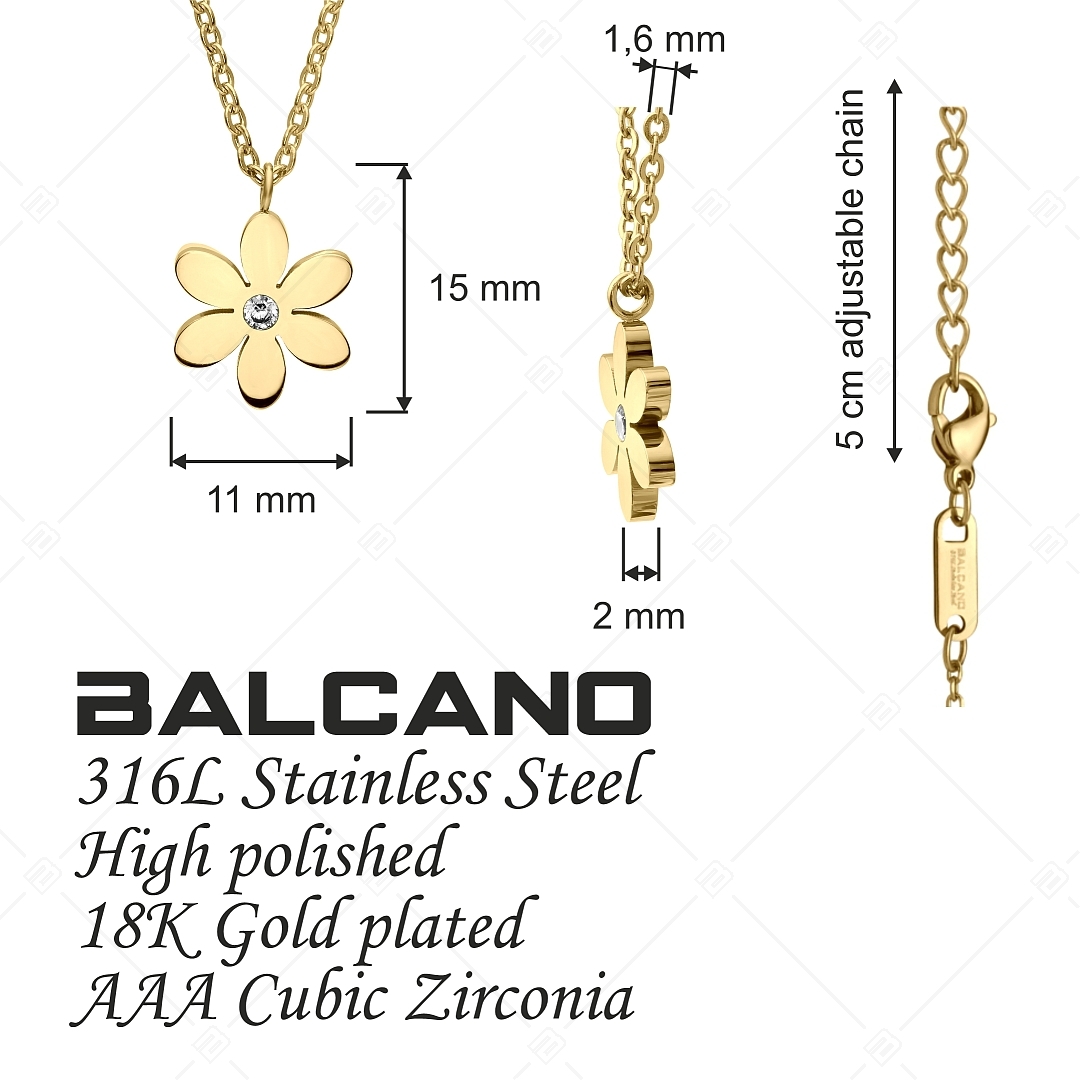 BALCANO - Dahlia / Collier ancre en acier inoxydable avec pendentif fleur, plaqué or 18K (341475BC88)