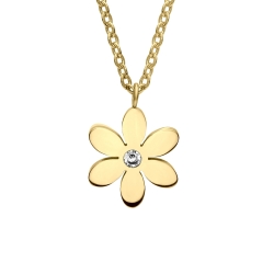 BALCANO - Dahlia / Stainless Steel Cable Chain With Flower Pendant, 18K Gold Plated