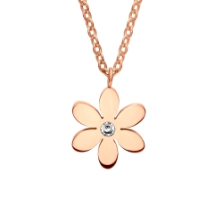 BALCANO - Dahlia / Stainless Steel Cable Chain With Flower Pendant, 18K Rose Gold Plated