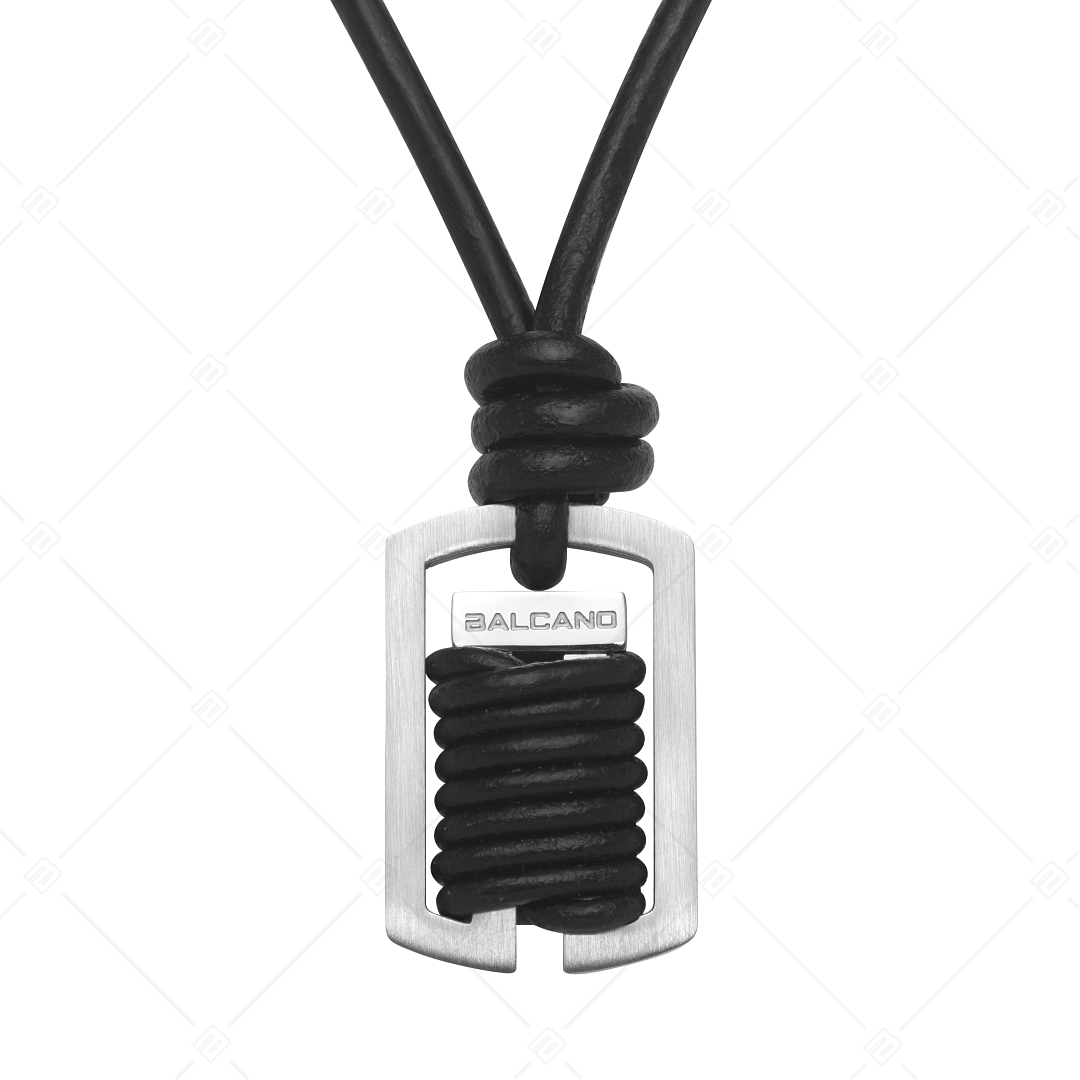BALCANO - Nodus / Leder Halskette mit einzigartigem, geknotetem Edelstahl Anhänger (342004BL99)