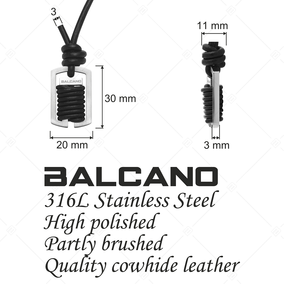 BALCANO - Nodus / Collier en cuir avec pendentif unique en acier inoxydable noué (342004BL99)
