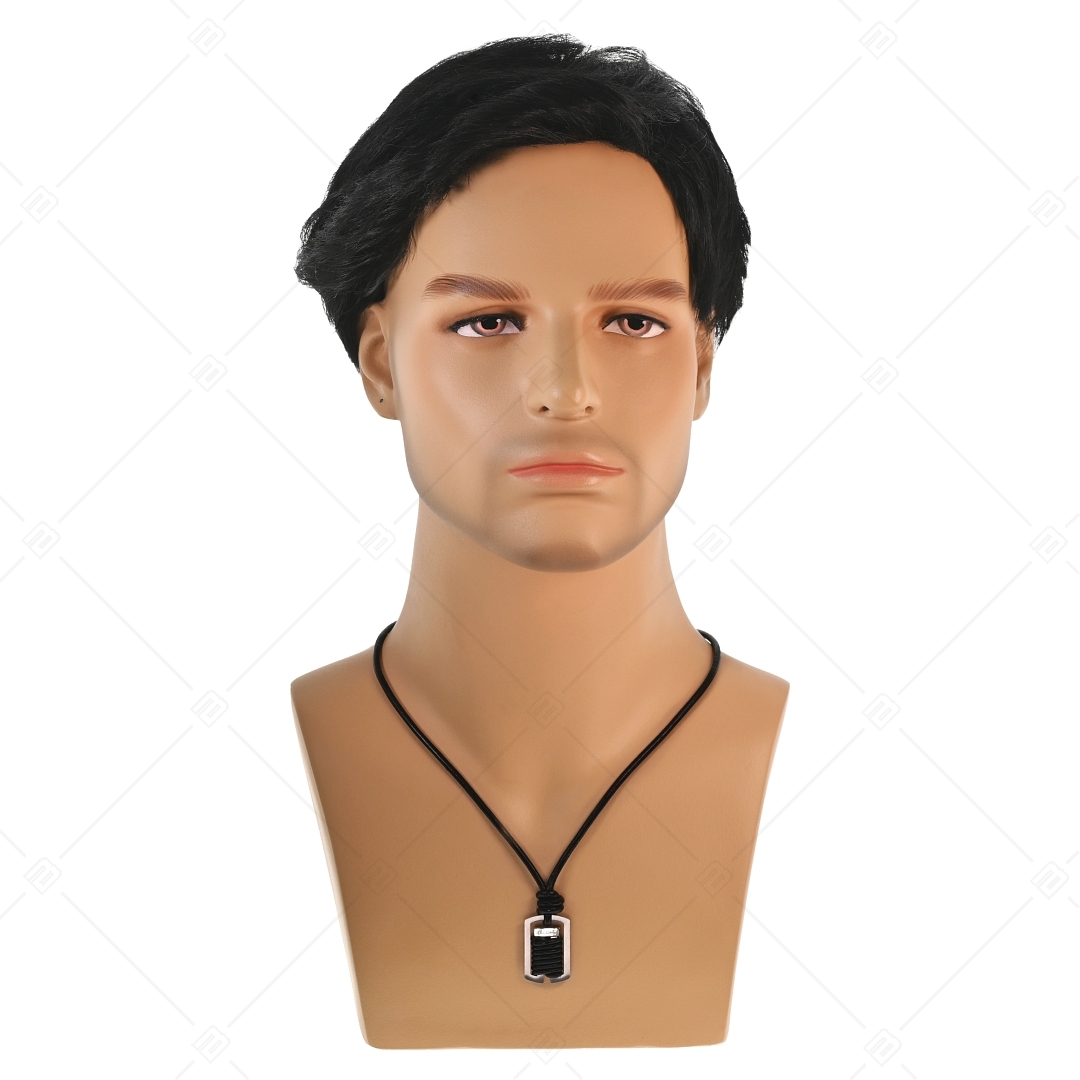 BALCANO - Nodus / Leder Halskette mit einzigartigem, geknotetem Edelstahl Anhänger (342004BL99)