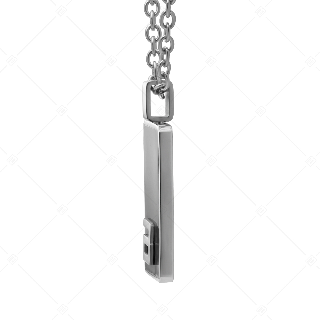 BALCANO - Carbon / Stainless Steel Cable Chain With Carbon Fibre Inlaid Pendant (342007BL99)