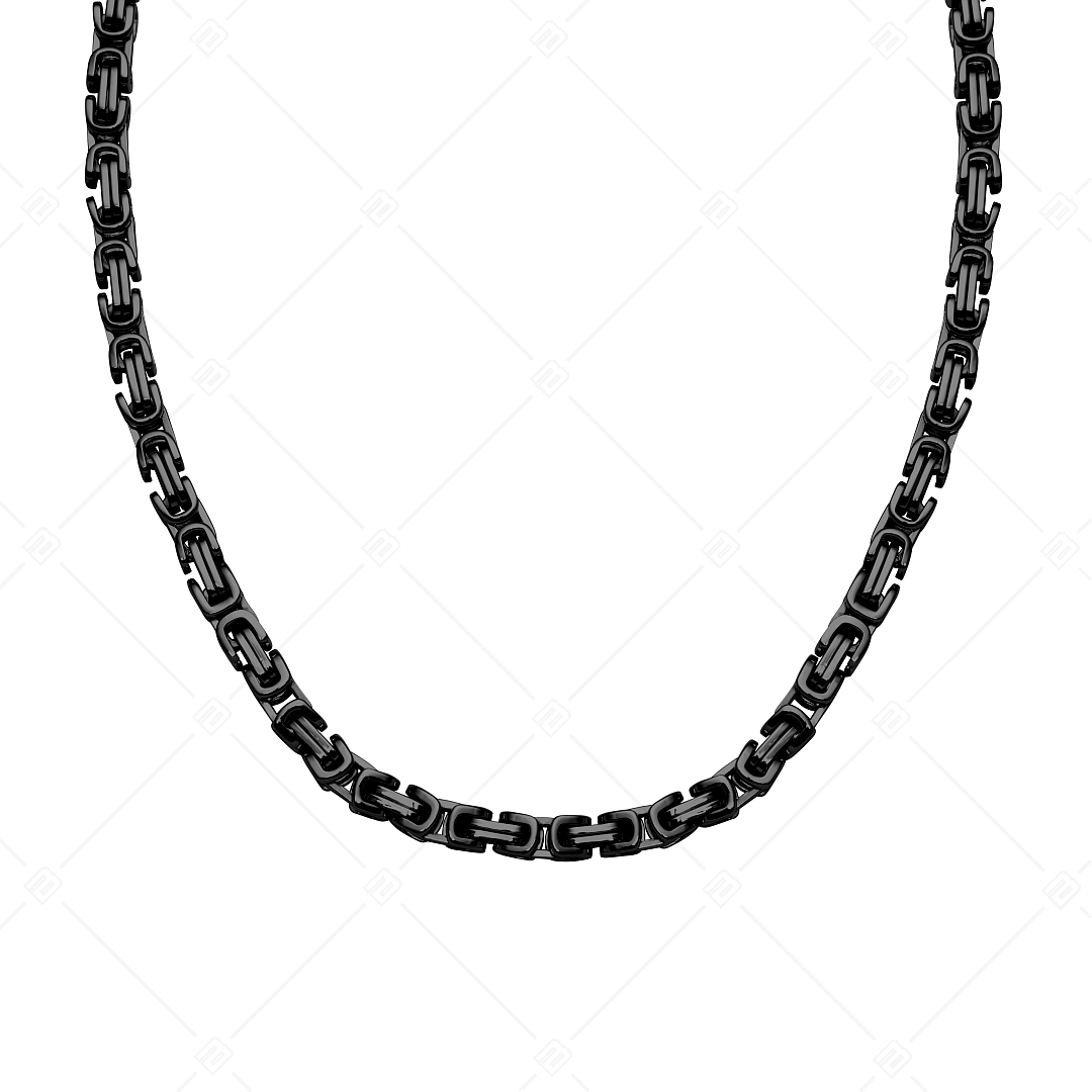 BALCANO - Square King / Collier du roi à maillon carré en acier inoxydable plaqué PVD noir - 7 mm (342010BL11)