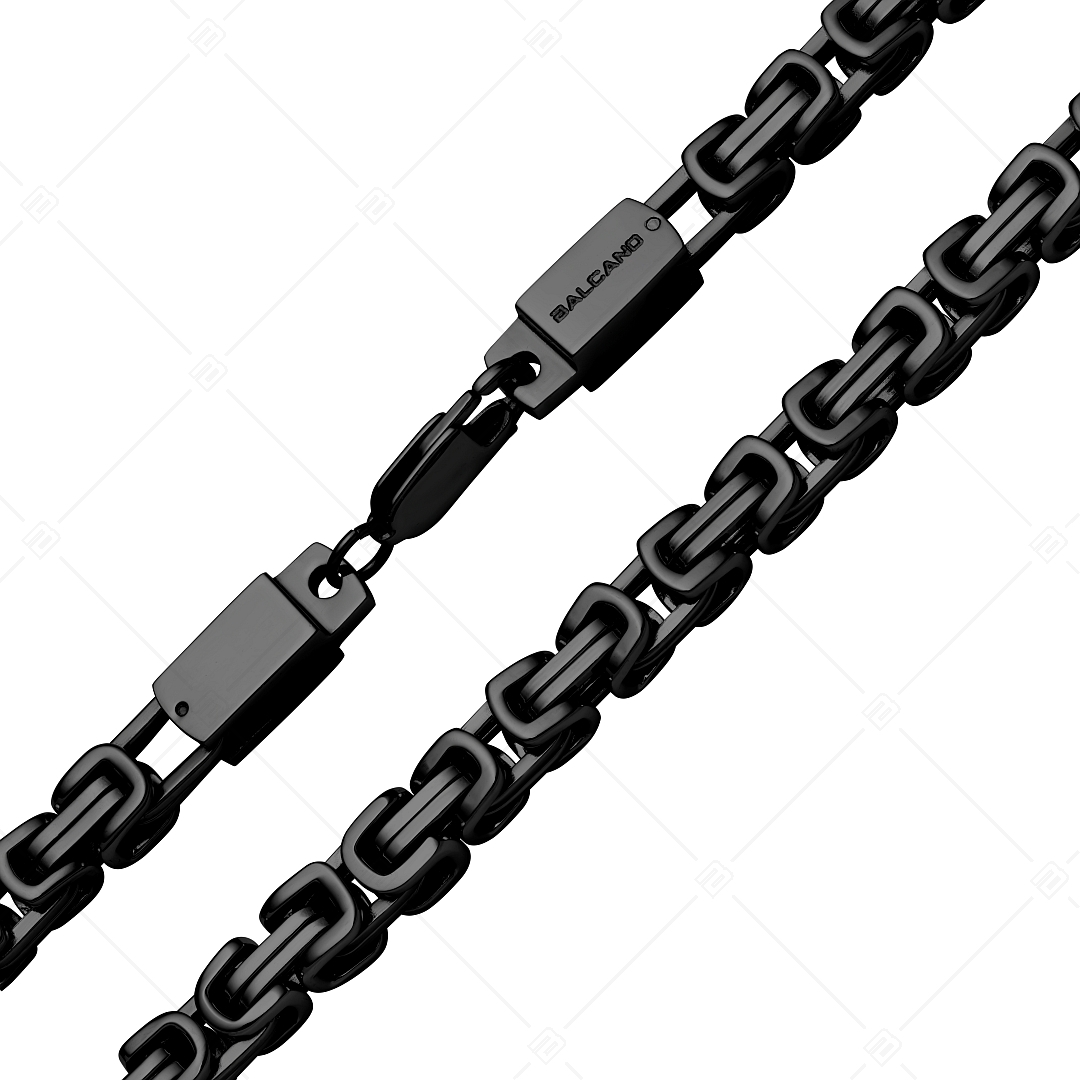 BALCANO - Square King / Stainless Steel Square Byzantine Chain, Black PVD Plated - 7 mm (342010BL11)