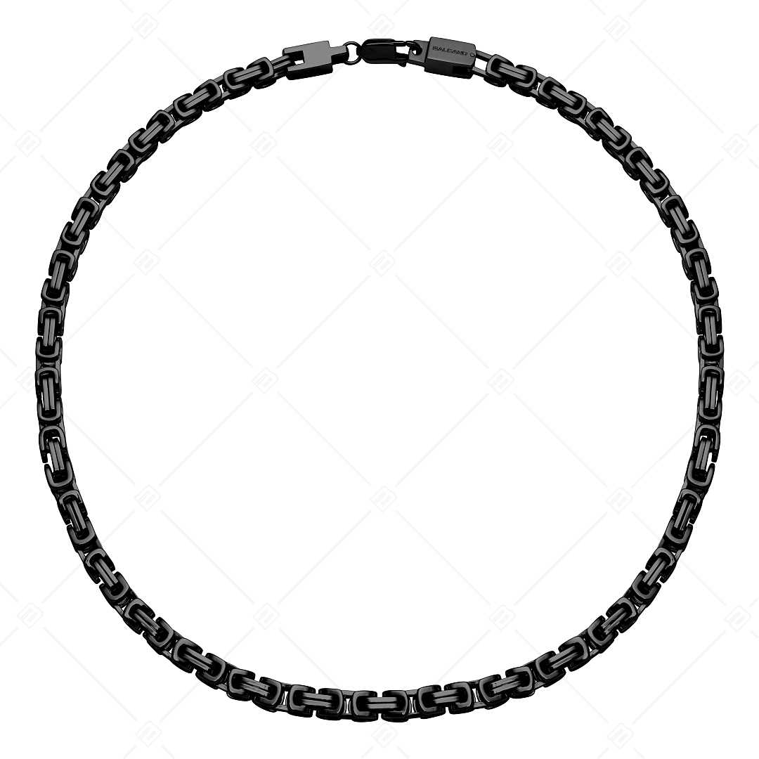 BALCANO - Square King / Stainless Steel Square Byzantine Chain, Black PVD Plated - 7 mm (342010BL11)