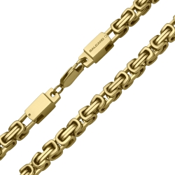 BALCANO - Square King / Stainless Steel Square Byzantine Chain, 18K Gold Plated - 7 mm