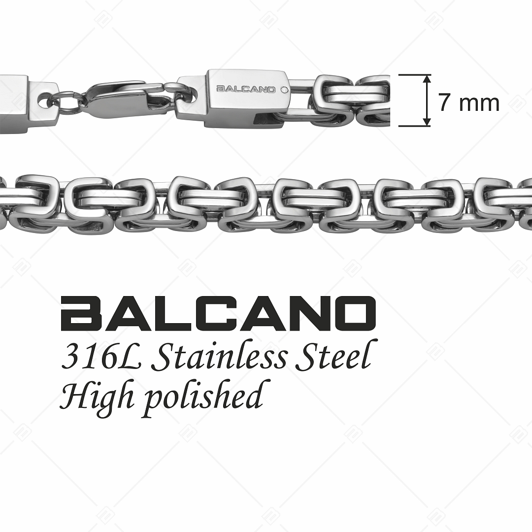 BALCANO - Square King / Collier du roi à maillon carré  en acier inoxydable avec polissage à haute brillance - 7 mm (342010BL99)