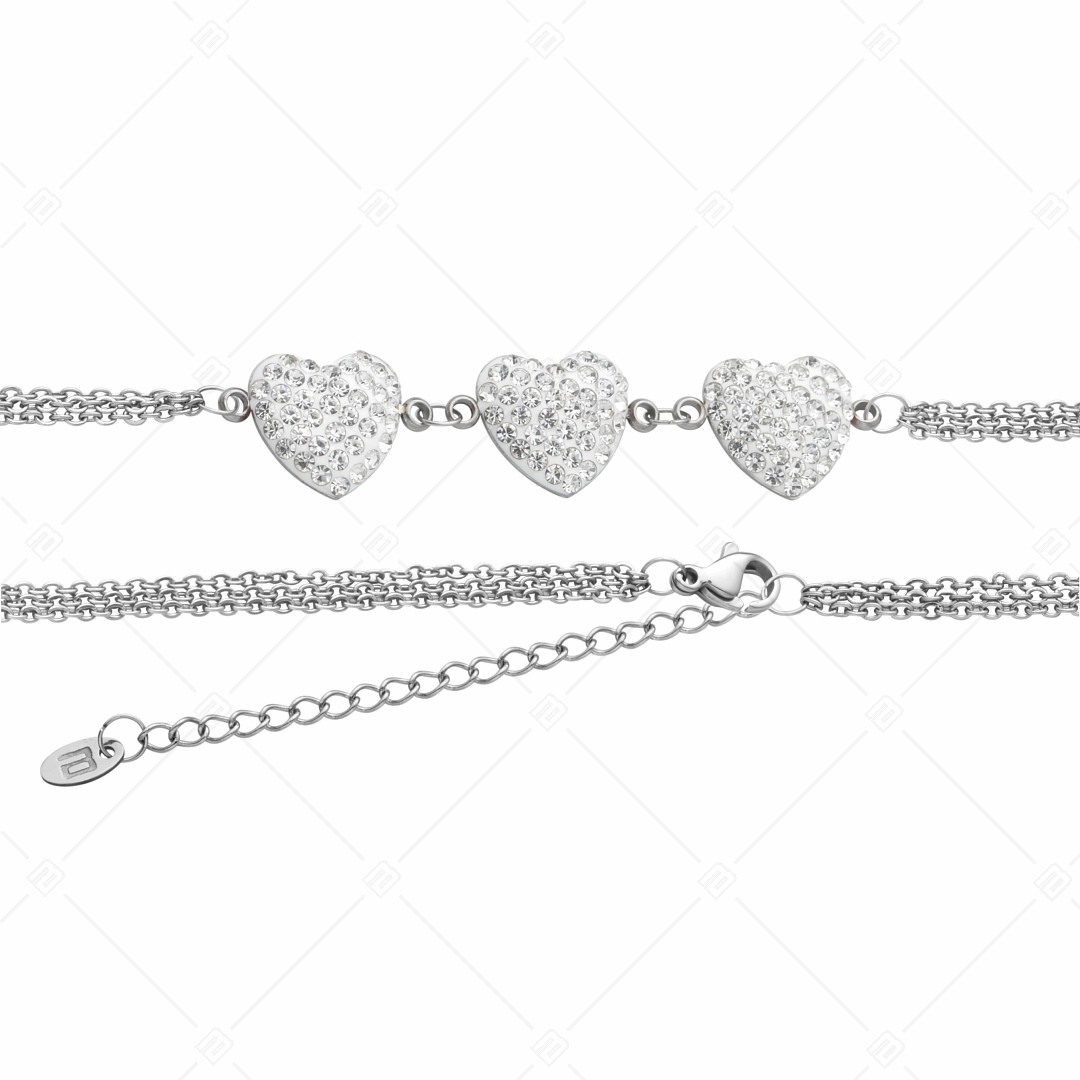 Crystal Dream - Cuore /  Cable chain bracelet with heart shaped crystal charms (441005BC00)