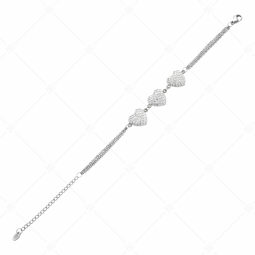 Crystal Dream - Cuore / Dreireihiges Kettenarmband mit herzförmigen Kristallcharms (441005BC00)