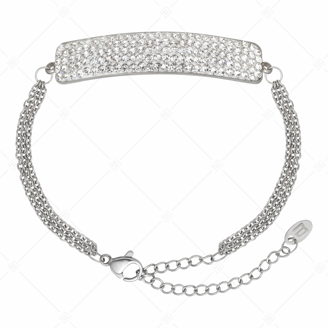 BALCANO - Tesoro / Bracelet en acier inoxydable en chaîne à trois rangs avec une tête de cristal incurvée (441007BC00)