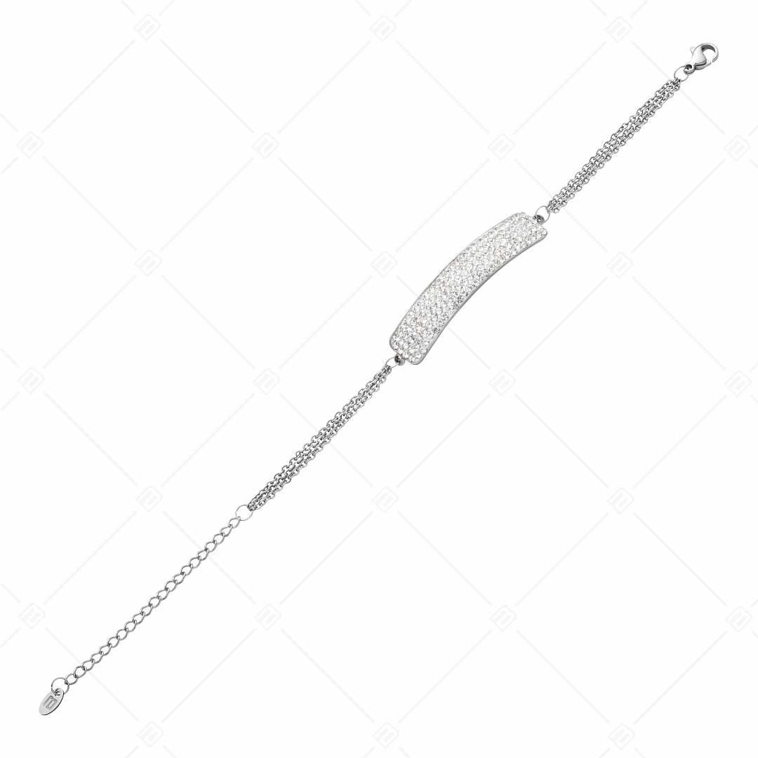 BALCANO - Tesoro / Dreireihiges Edelstahl Kettenarmband mit geschwungenem Kopfstück und Kristallen (441007BC00)