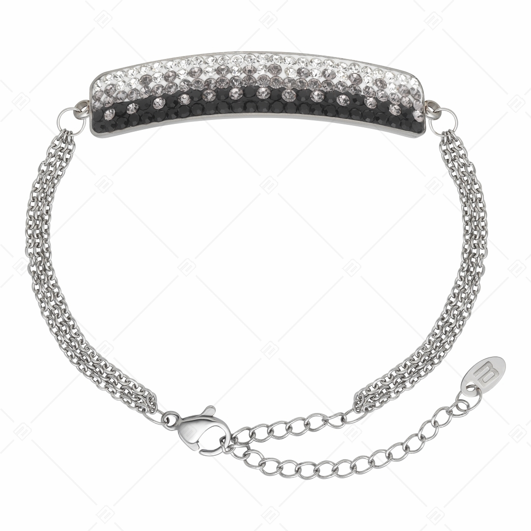 BALCANO - Tesoro / Bracelet en acier inoxydable en chaîne à trois rangs avec une tête de cristal incurvée (441007BC01)