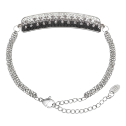 BALCANO - Tesoro / Stainless Steel Three Row Cable Chain Bracelet with Crystal Headpiece