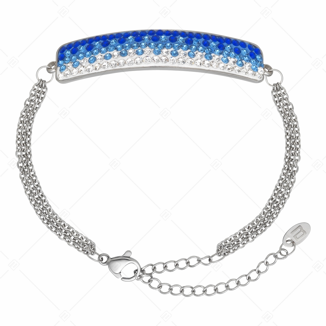 BALCANO - Tesoro / Stainless Steel Three Row Cable Chain Bracelet With Crystal Headpiece (441007BC04)