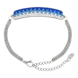 BALCANO - Tesoro / Stainless Steel Three Row Cable Chain Bracelet with Crystal Headpiece