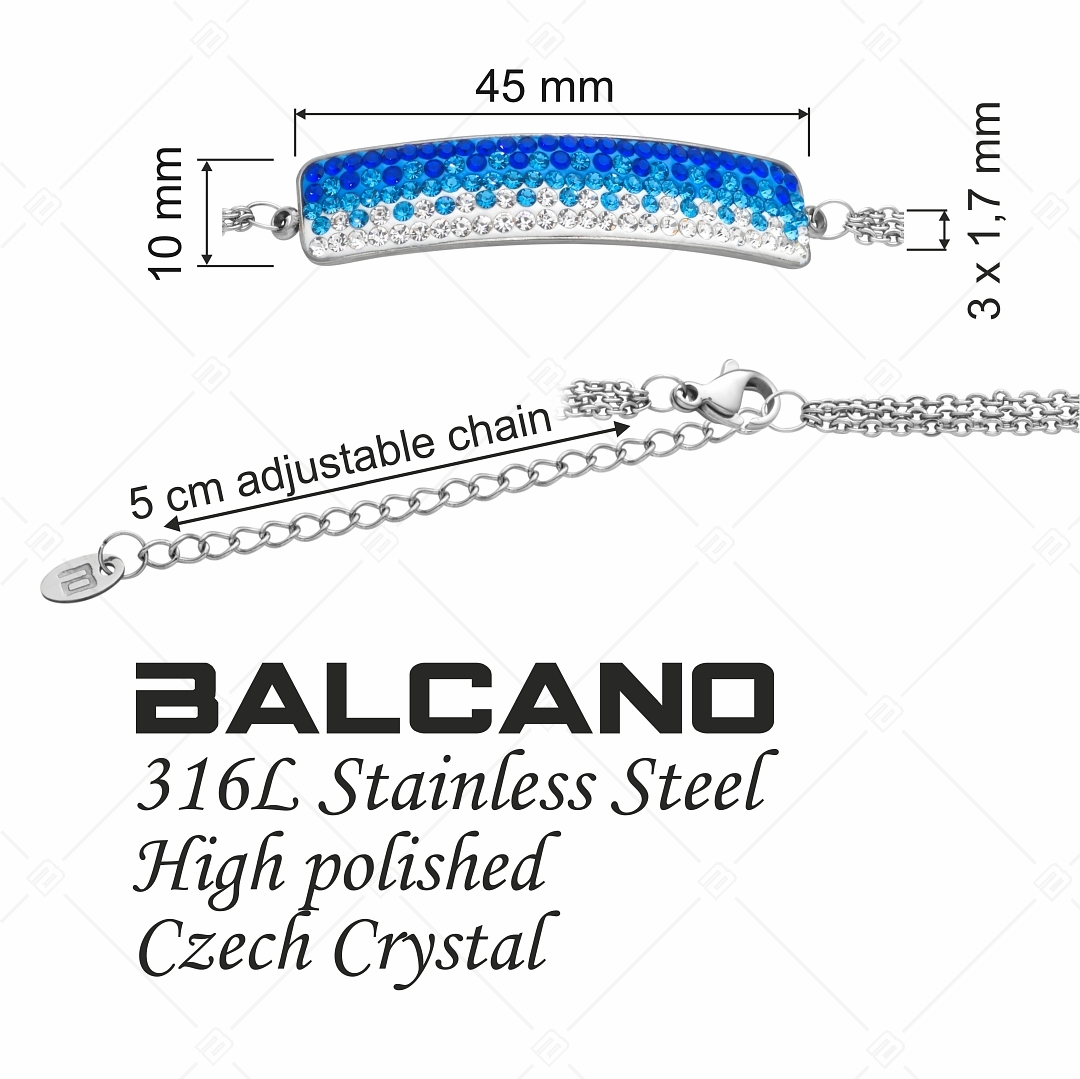 BALCANO - Tesoro / Dreireihiges Edelstahl Kettenarmband mit geschwungenem Kopfstück und Kristallen (441007BC04)