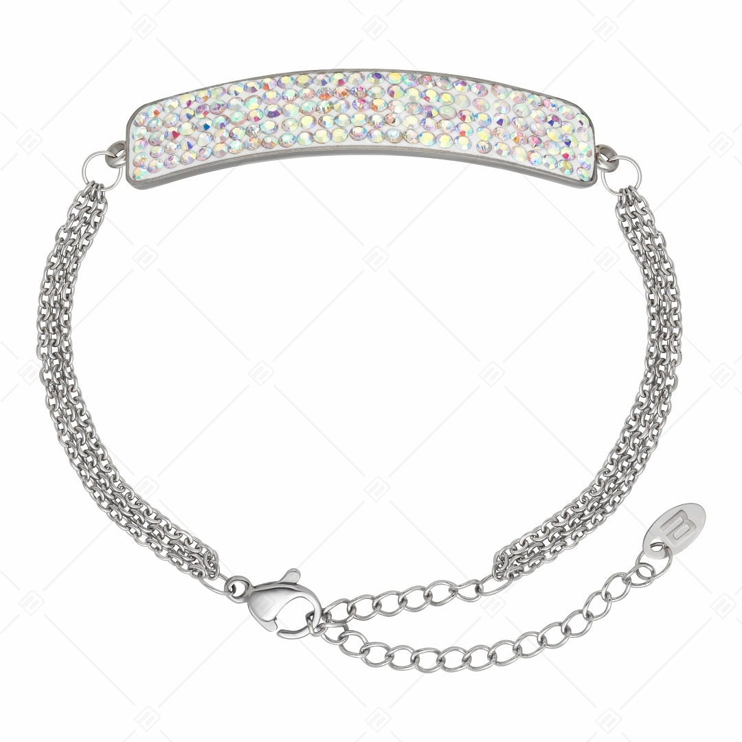 BALCANO - Tesoro / Stainless Steel Three Row Cable Chain Bracelet With Crystal Headpiece (441007BC09)