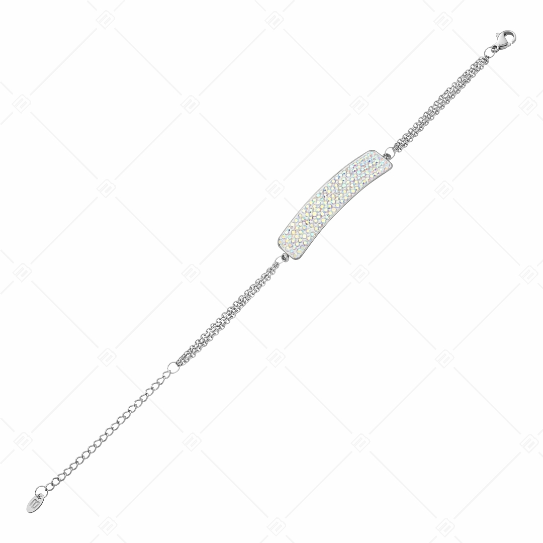 BALCANO - Tesoro / Dreireihiges Edelstahl Kettenarmband mit geschwungenem Kopfstück und Kristallen (441007BC09)