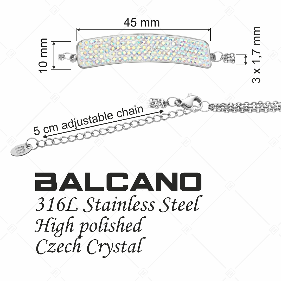 BALCANO - Tesoro / Bracelet en acier inoxydable en chaîne à trois rangs avec une tête de cristal incurvée (441007BC09)