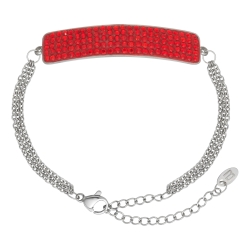 BALCANO - Tesoro / Bracelet en acier inoxydable en chaîne à trois rangs avec une tête de cristal incurvée