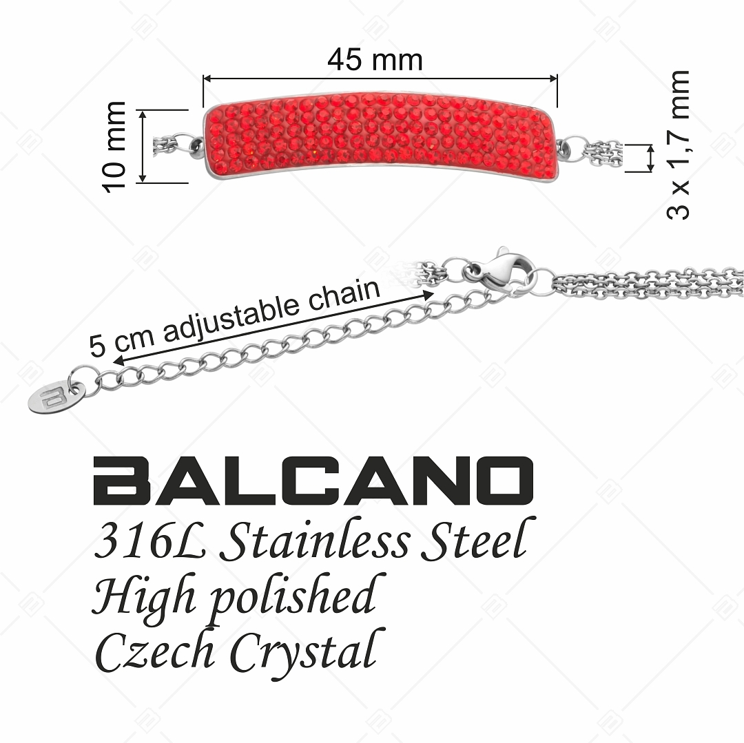 BALCANO - Tesoro / Bracelet en acier inoxydable en chaîne à trois rangs avec une tête de cristal incurvée (441007BC22)