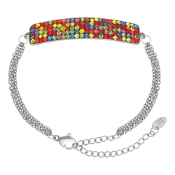 BALCANO - Tesoro / Stainless Steel Three Row Cable Chain Bracelet With Crystal Headpiece