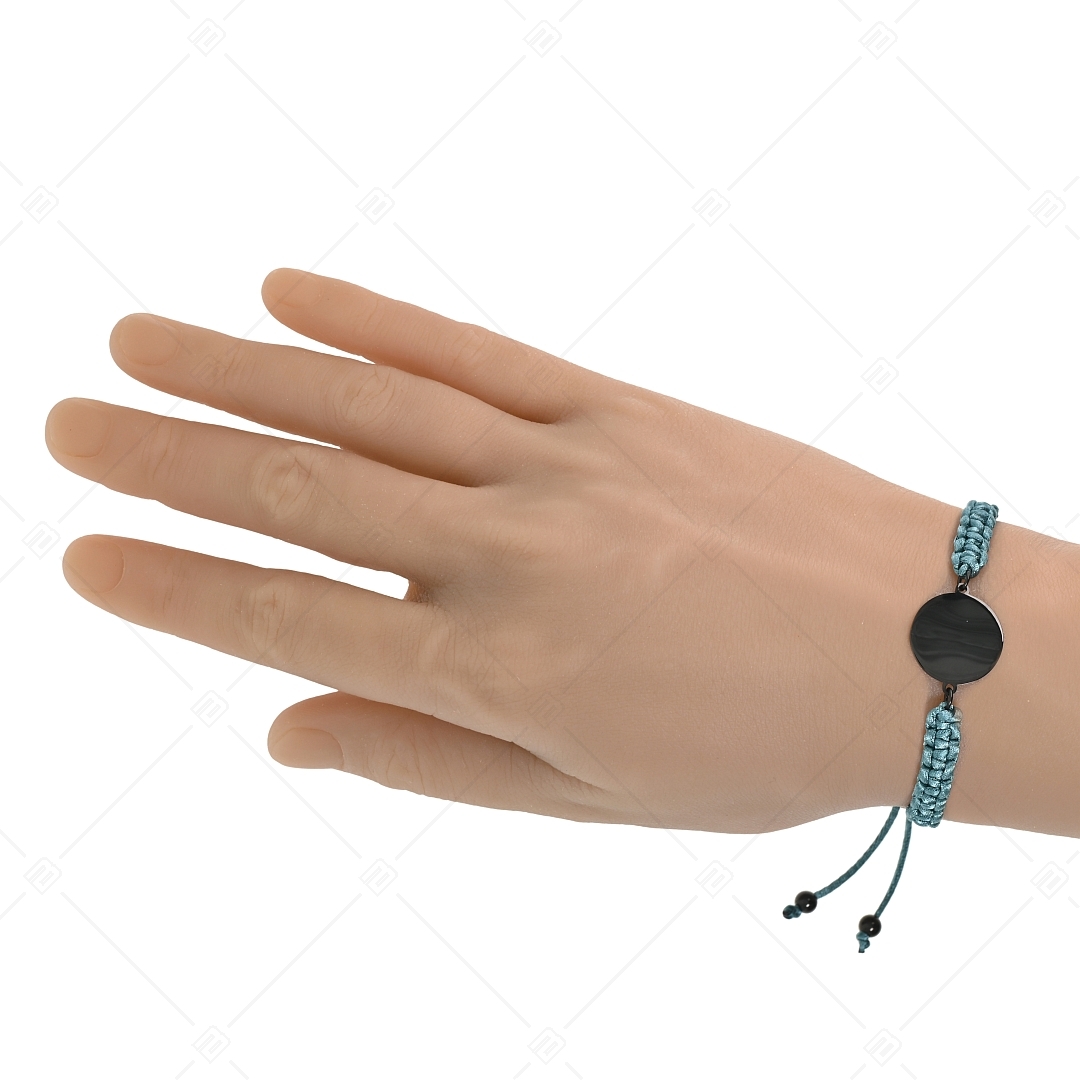 BALCANO -Friendship / Freundschafts Armband mit rundem Edelstahl gravierbarem Kopf und schwarzer PVD-Beschichtung (441050HM11)