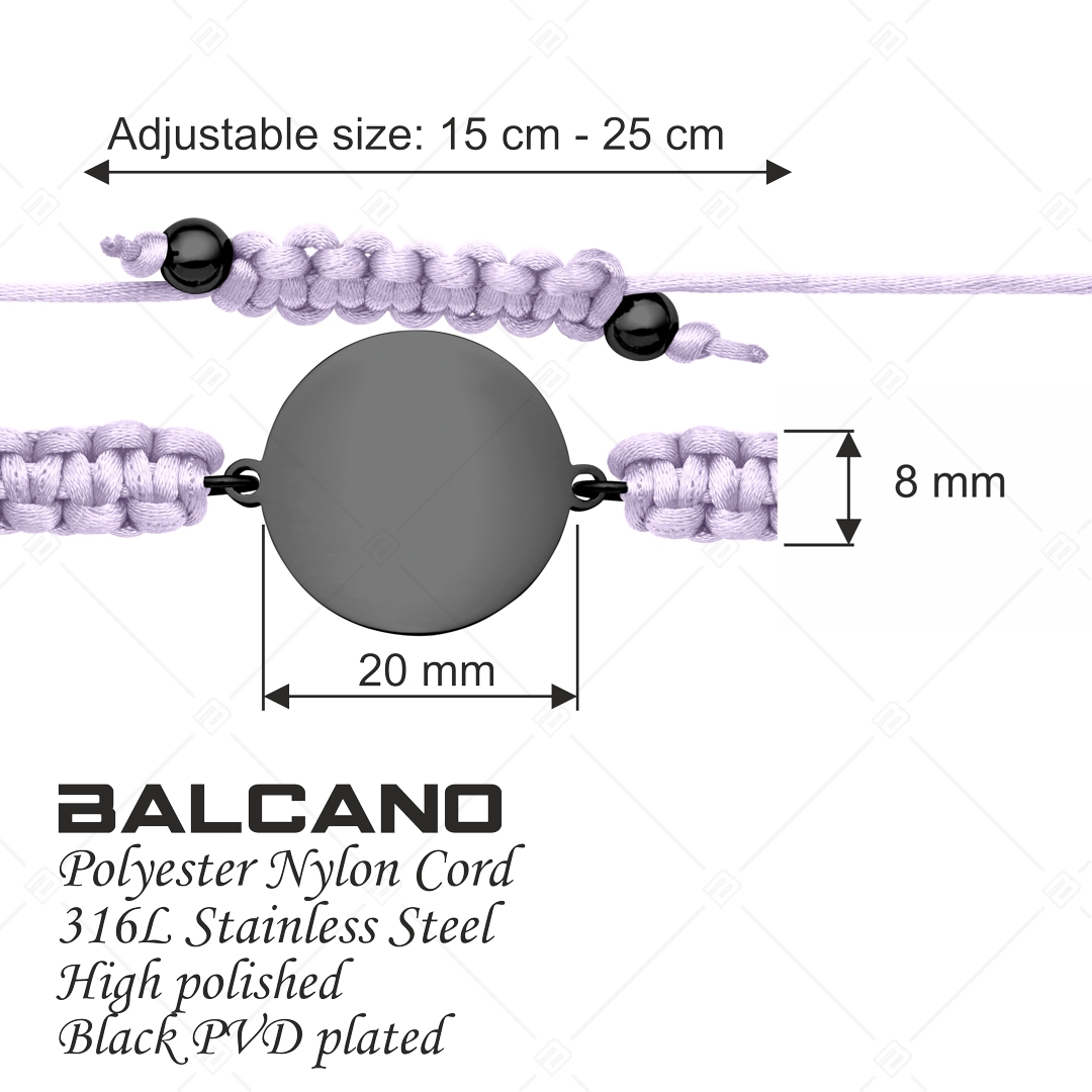 BALCANO - Friendship / Bracelet With Round Stainless Steel Engravable Head, Black PVD Plated (441050HM11)