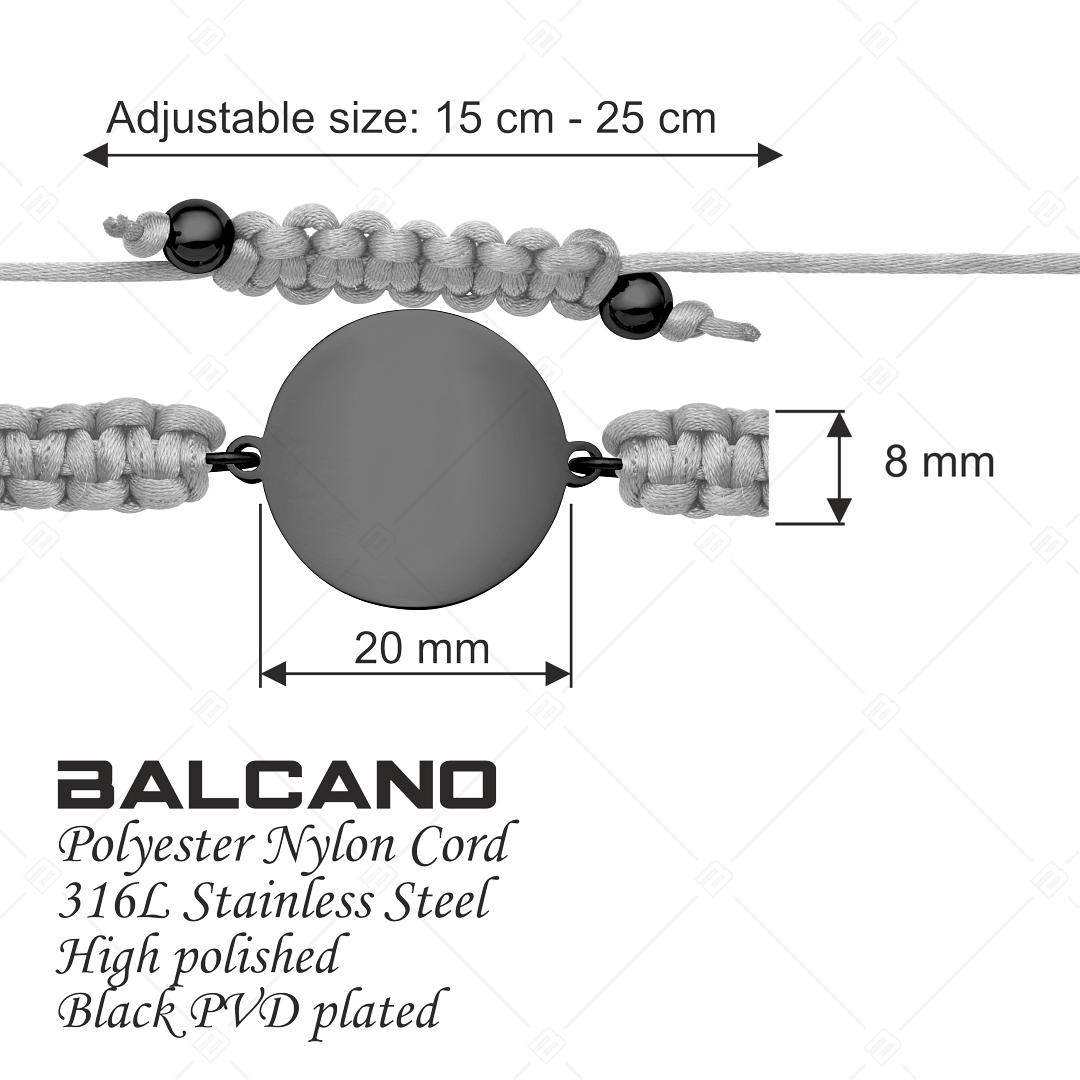 BALCANO - Bracelet d'amitié / Tête ronde, gravable, en acier inoxydable revêtement PVD noir (441050HM11)