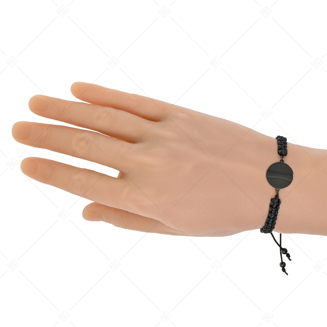 BALCANO - Friendship / Bracelet d'amitié tête ronde, gravable, en acier inoxydable plaqué PVD noir (441050HM11)