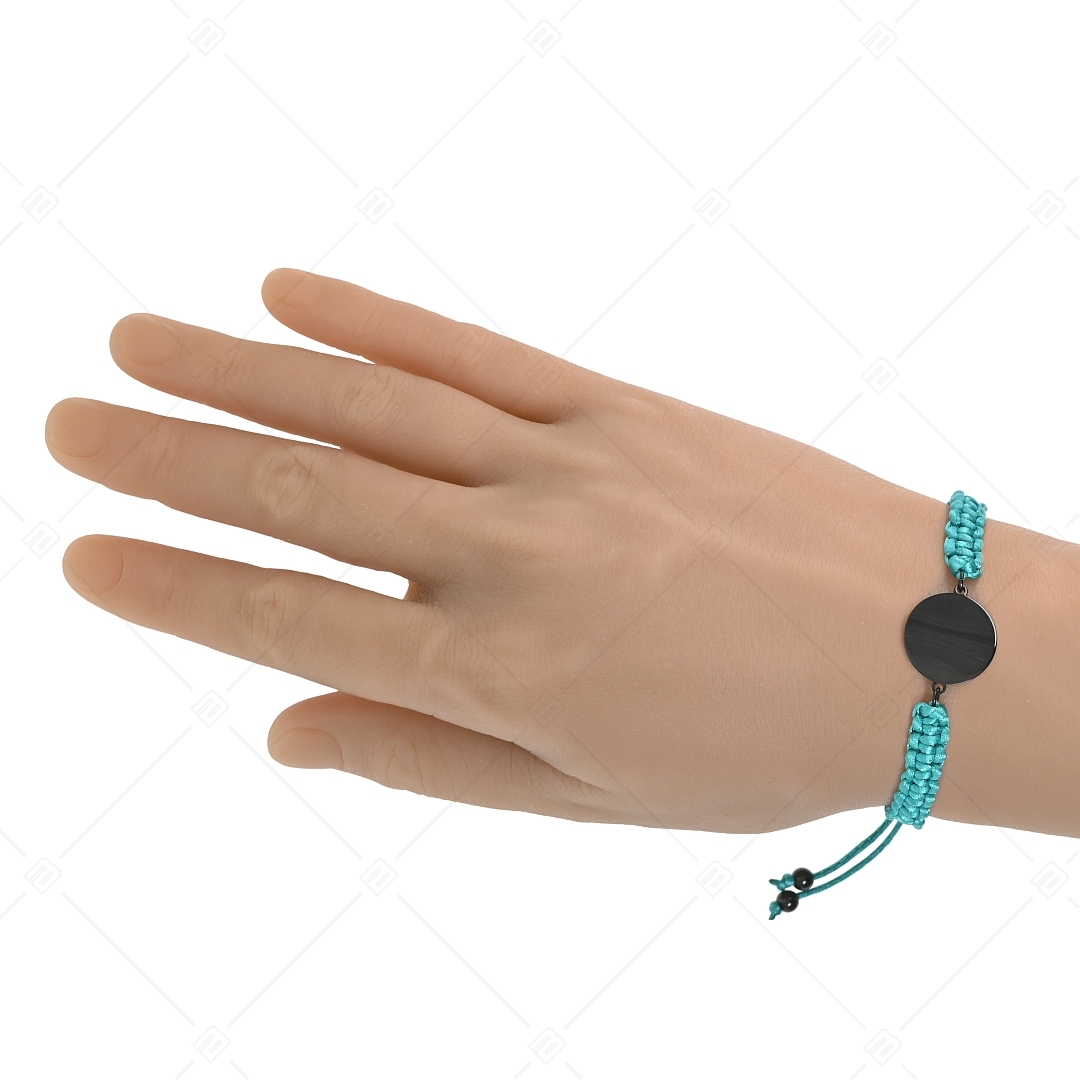 BALCANO - Friendship / Bracelet With Round Stainless Steel Engravable Head, Black PVD Plated (441050HM11)