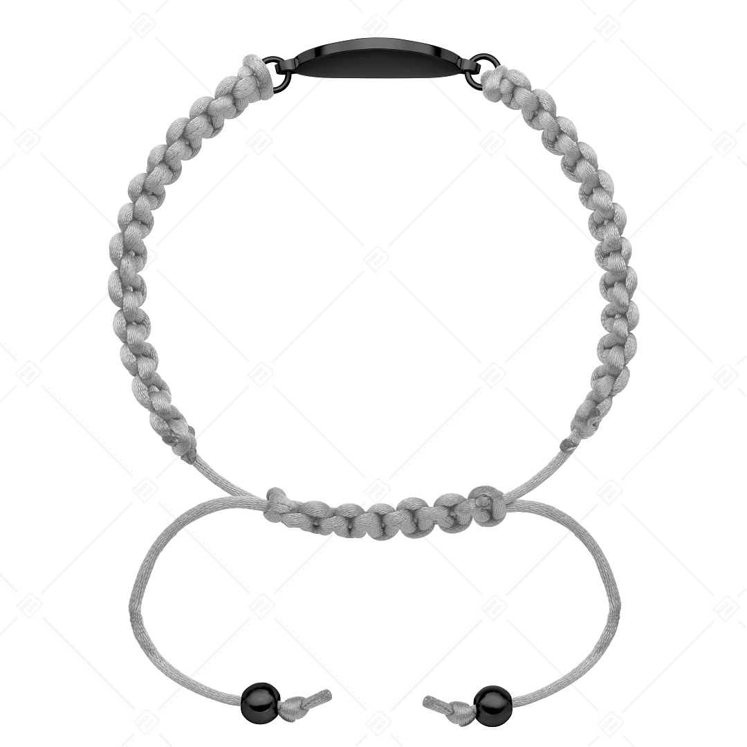 BALCANO - Friendship / Bracelet with Round Stainless Steel Engravable Head, Black PVD Plated (441050HM11)