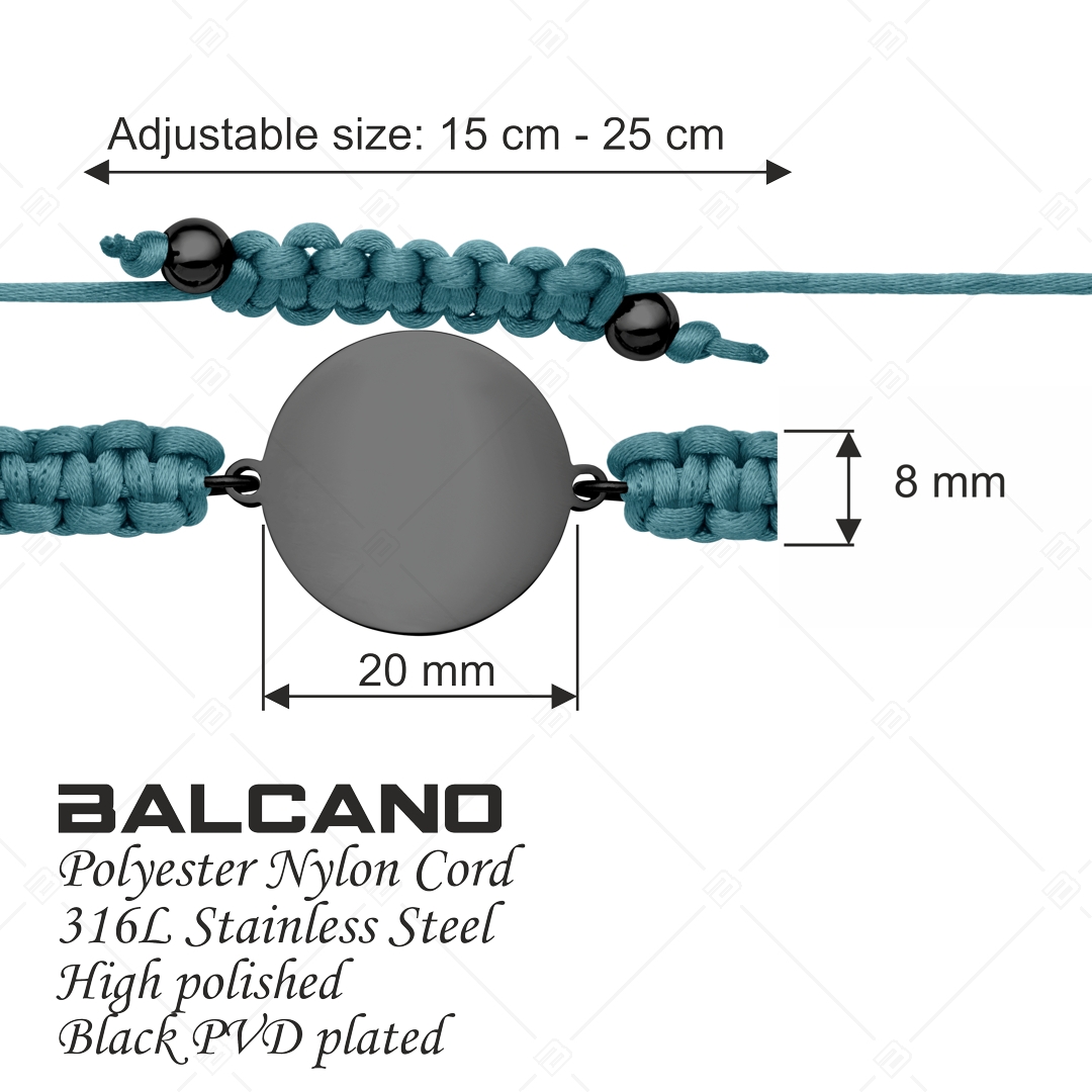 BALCANO - Friendship / Bracelet d'amitié tête ronde, gravable, en acier inoxydable plaqué PVD noir (441050HM11)